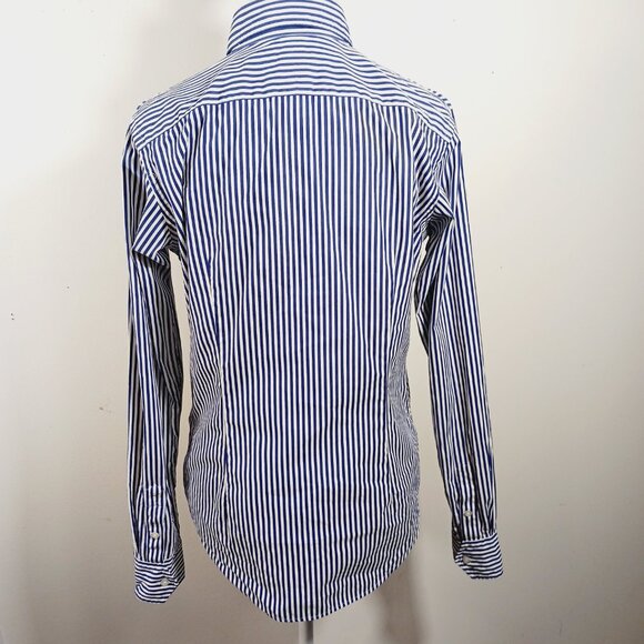 Ralph Lauren Slim Fit Navy & White Pin Stripe Shirt, Cotton , Size 10, Preppy - Picture 5 of 16